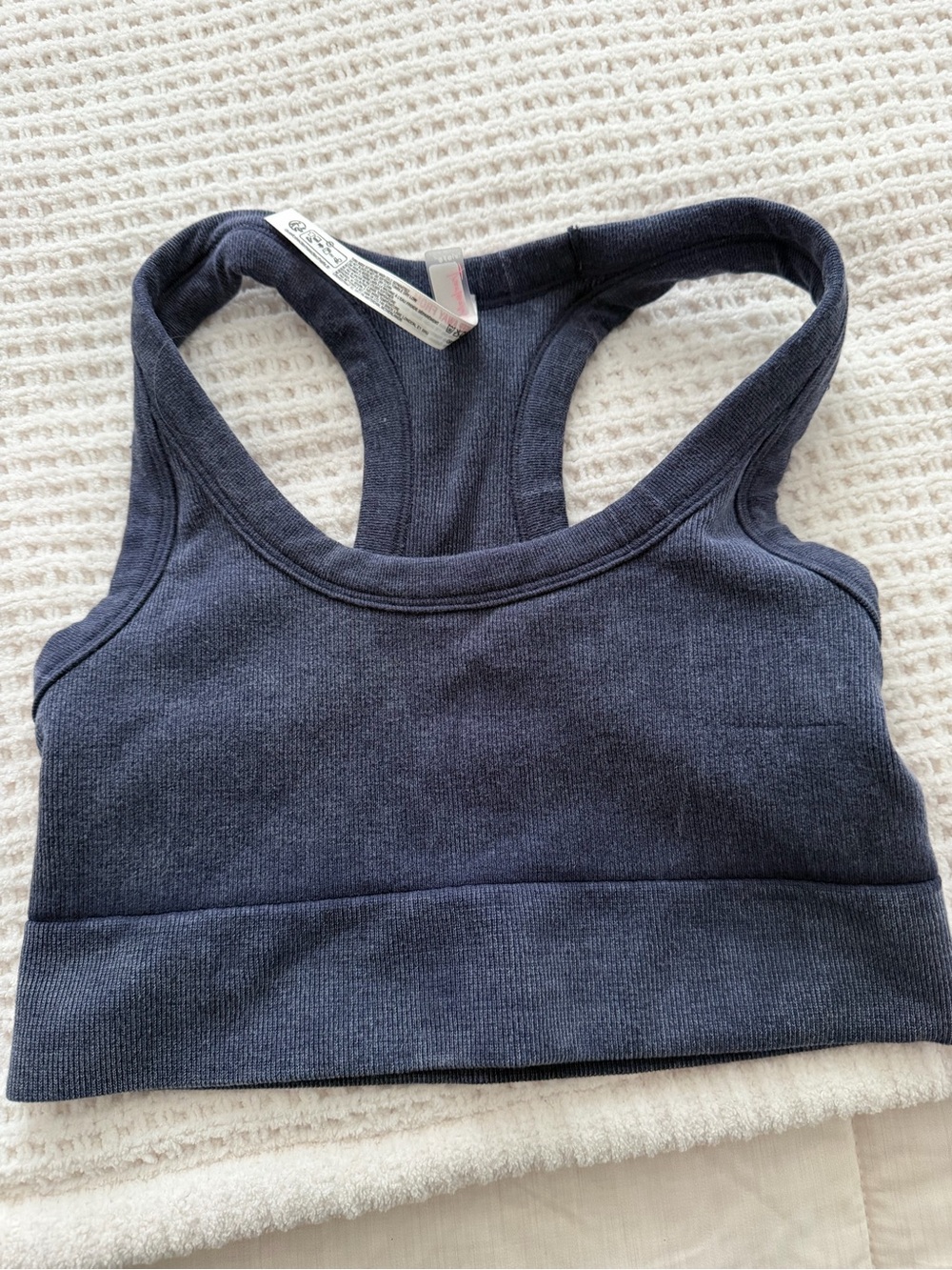 Free People Navy Ribbed Racerback Tank Top